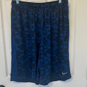 Nike Men's Athletic Shorts in Blue and Black Pattern